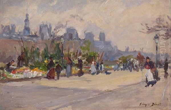 Le Quai Aux Fleurs Oil Painting by Georges Binet