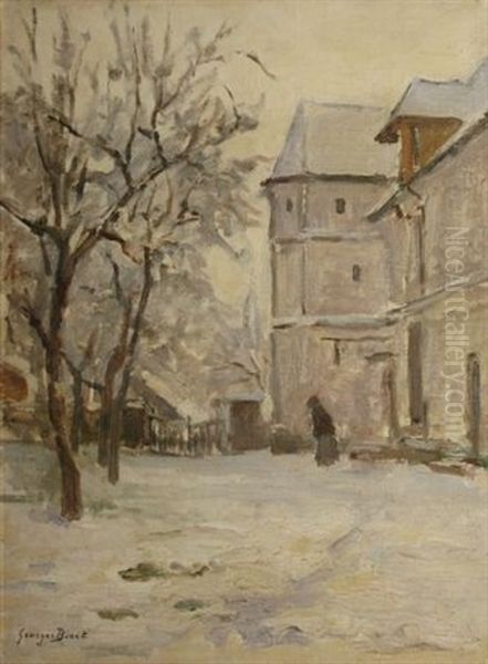 Maison Et Parc Sous La Neige Oil Painting by Georges Binet