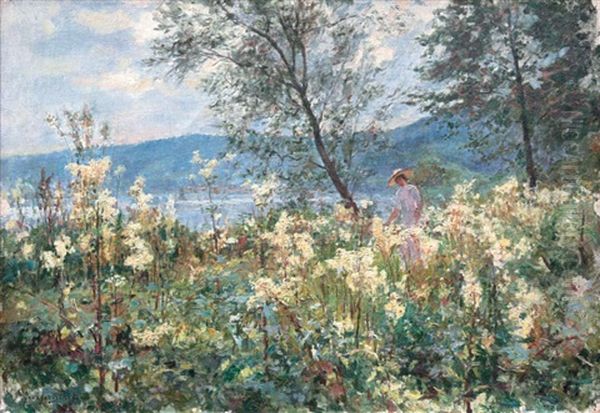 La Promenade En Bord De Seine Oil Painting by Georges Binet