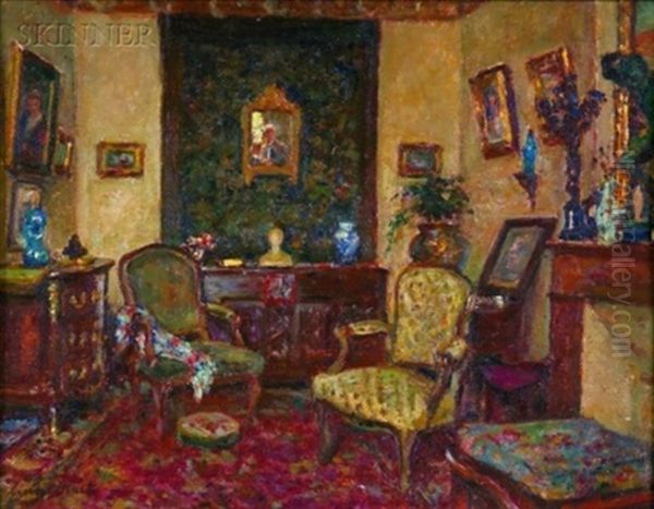 Interieur (+ Sketch, Verso) Oil Painting by Georges Binet