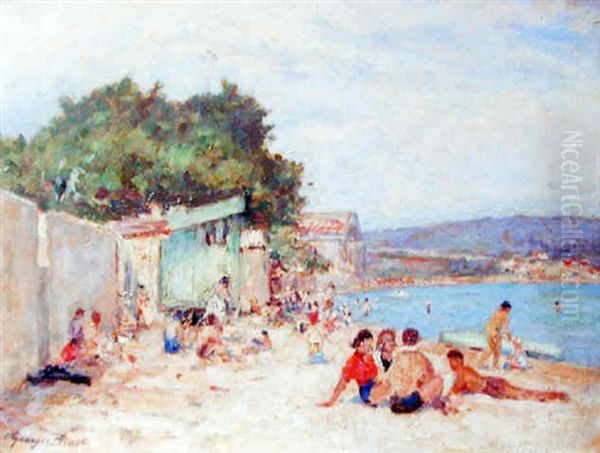 Plage Animee Oil Painting by Georges Binet