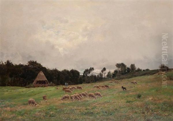 Berger Et Son Troupeau Oil Painting by Victor Binet