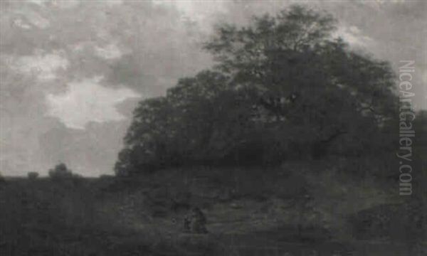 Mother And Child In A Wooded Landscape Oil Painting by Victor Binet