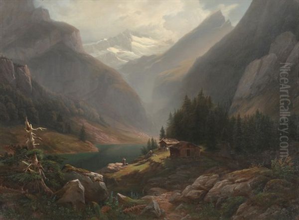 Seealpsee Oil Painting by Gottlieb Bion
