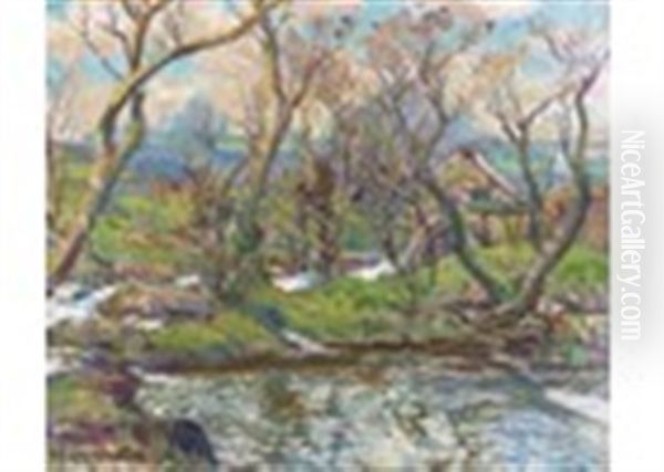 Watermill Oil Painting by Samuel John Lamorna Birch
