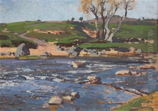 Cornish Stream Oil Painting by Samuel John Lamorna Birch