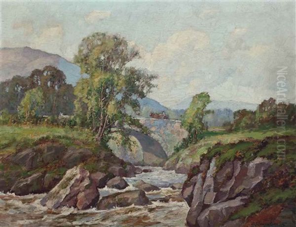 Sannox Bridge, On The Road To Lochranza, Arran Oil Painting by Samuel John Lamorna Birch