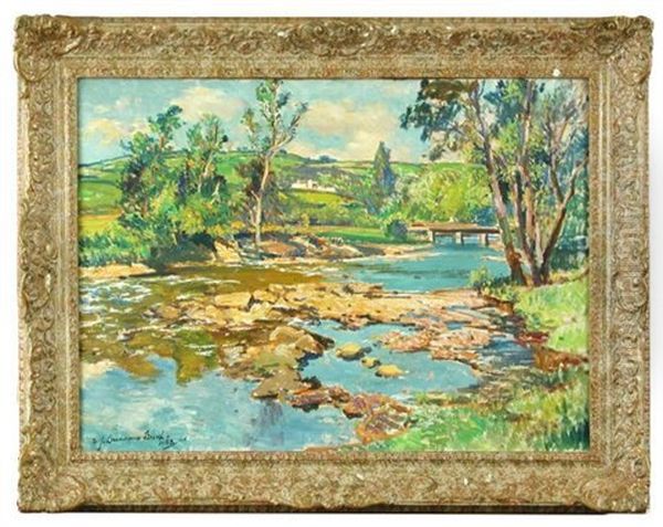 View Of Halfpenny Bridge On The River Oil Painting by Samuel John Lamorna Birch