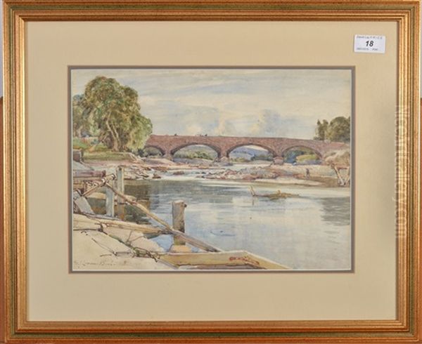 View Of A Selkirk Bridge Oil Painting by Samuel John Lamorna Birch