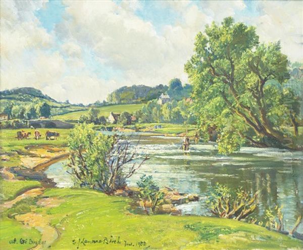 Fishing On The Exe Oil Painting by Samuel John Lamorna Birch