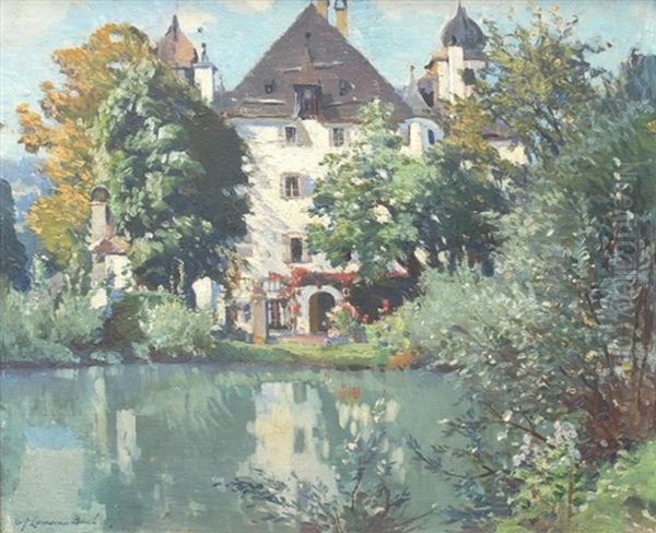 Maison Devant Un Etang Oil Painting by Samuel John Lamorna Birch