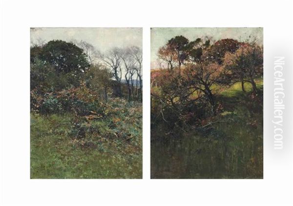 Ere Winter Comes; And A Golden Afternoon (pair) Oil Painting by Samuel John Lamorna Birch