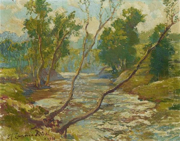 Downfalling Stream Oil Painting by Samuel John Lamorna Birch