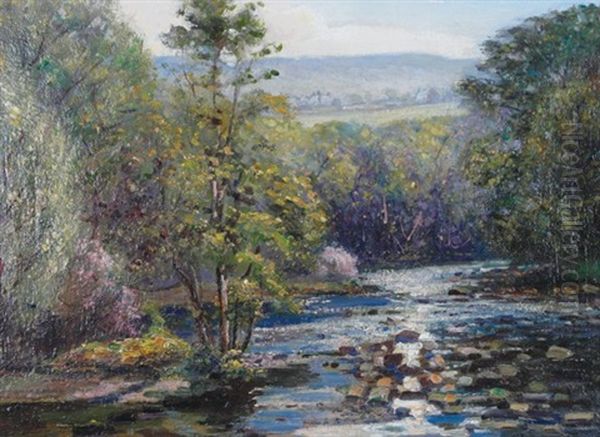 Rapids On A Woodland Stream Oil Painting by Samuel John Lamorna Birch