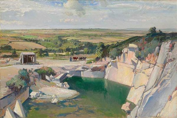 Kerris Quarry Oil Painting by Samuel John Lamorna Birch