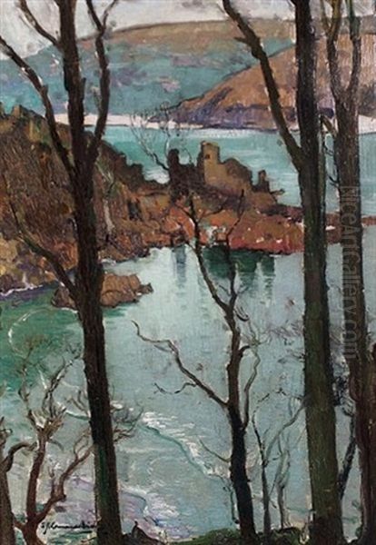 King Charles's Castle, The Estuary, Salcombe, Devon (study) Oil Painting by Samuel John Lamorna Birch