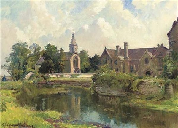 Great Chalfield Manor, Wiltshire Oil Painting by Samuel John Lamorna Birch