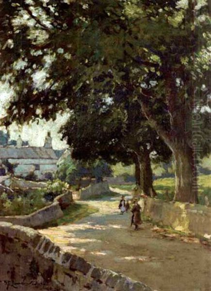 Strolling Down A Country Lane Oil Painting by Samuel John Lamorna Birch