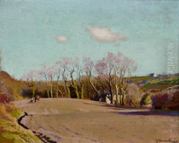 Rolling The Wheatfield, Lamorna Oil Painting by Samuel John Lamorna Birch