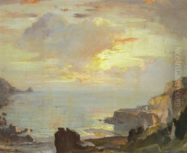 Sunset From The Cliffs Oil Painting by Samuel John Lamorna Birch