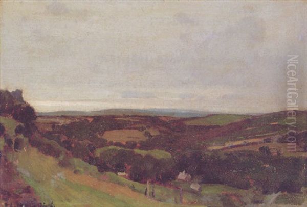 Thr Green Valley, Evening Oil Painting by Samuel John Lamorna Birch