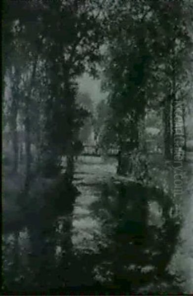 A Shaded Stretch Of River Oil Painting by Samuel John Lamorna Birch