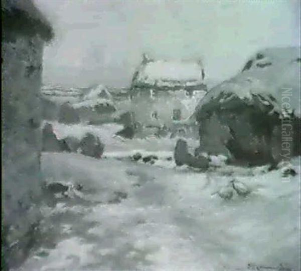 Farmstead In Winter Oil Painting by Samuel John Lamorna Birch