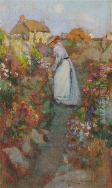 The Garden Oil Painting by Samuel John Lamorna Birch