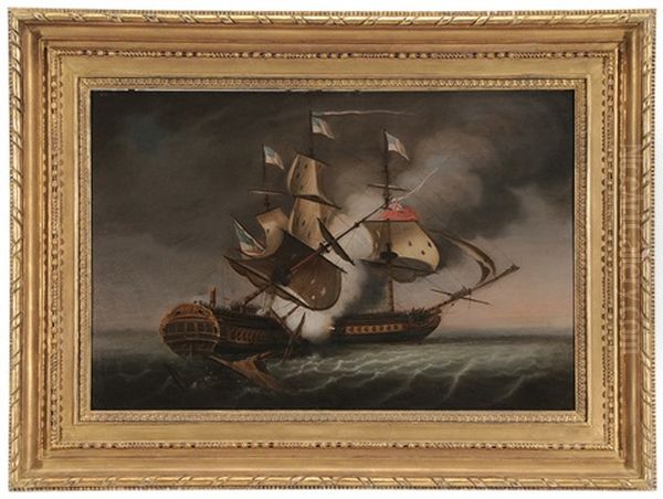 Engagement Between The Uss Constitution And The Guerriere Oil Painting by Thomas Birch