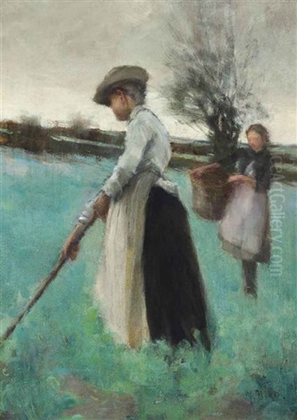 Workers In The Field Oil Painting by Margaret Bird