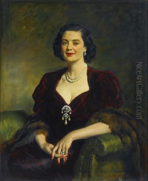 The Duchess Of Roxburghe, Mary Innes-ker Oil Painting by Oswald Hornby J. Birley