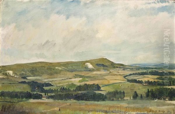 The Sussex Downs Oil Painting by Oswald Hornby J. Birley