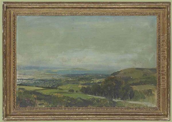 Dublin Bay From The Hills Above Rathfarnham, Co. Dublin Oil Painting by Oswald Hornby J. Birley