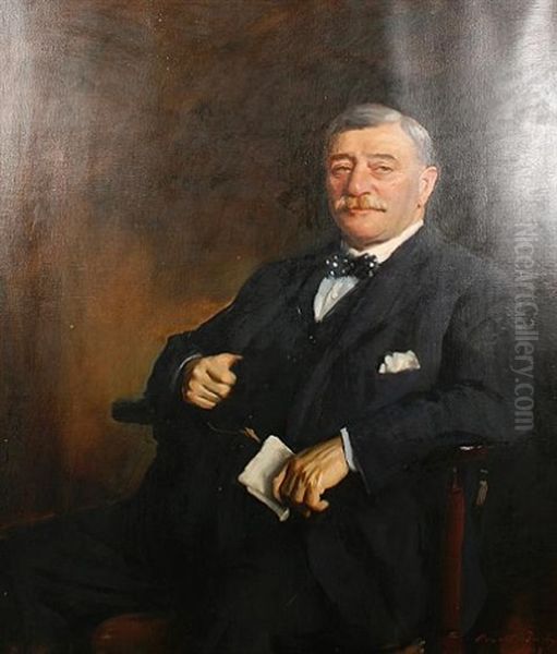 Portrait Of Sir John E. Mitchell, Chairman Of Mitchells & Butlers Brewery Oil Painting by Oswald Hornby J. Birley