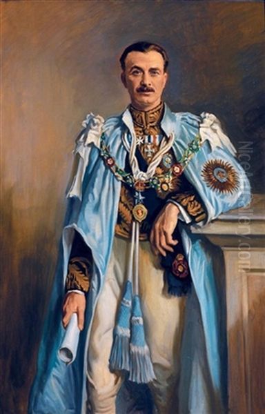 Portrait Of Herbert Michael Rudolf Knatchbull, 5th Baron Brabourne (collab. W/studio) Oil Painting by Oswald Hornby J. Birley