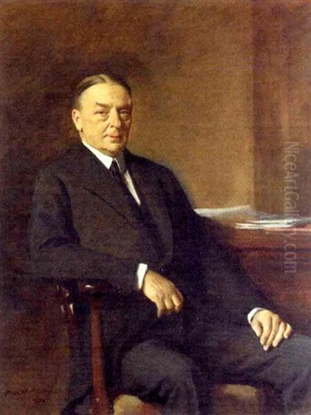 Portrait Of The Hon. Sir William H. Goschen, Kbe, Seated Oil Painting by Oswald Hornby J. Birley