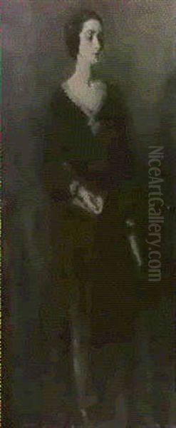 A Full-length Portrait Of The Artist's Wife Oil Painting by Oswald Hornby J. Birley