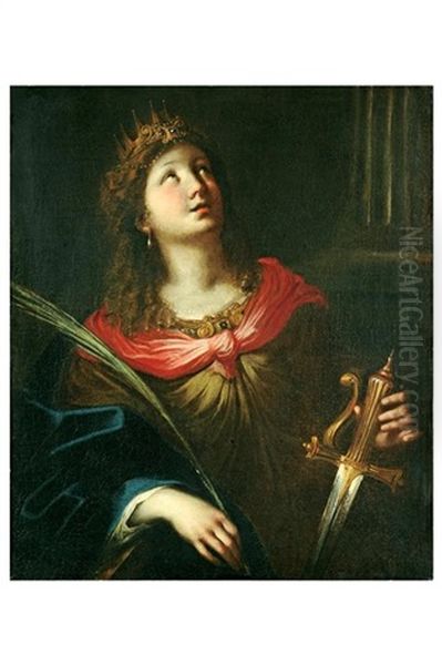 Santa Caterina Da Alessandria Oil Painting by Bartolomeo Biscaino