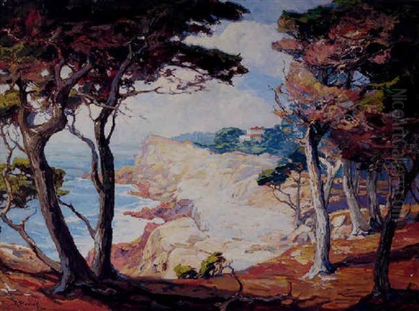 A Villa On The Monterey Coast Oil Painting by Franz Arthur Bischoff