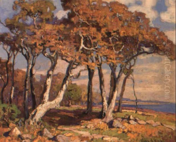 Sycamores, Autumn Oil Painting by Franz Arthur Bischoff