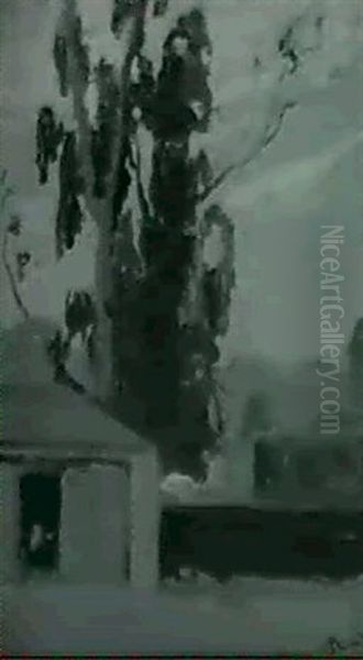 Houses With Eucalyptus Oil Painting by Franz Arthur Bischoff