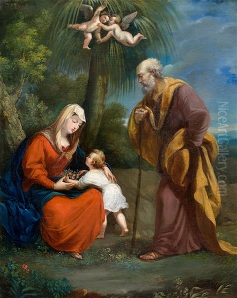 Rest On The Flight Into Egypt Oil Painting by Giuseppe Bernardino Bison