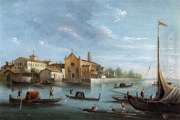 L'isola Di Sant'elena A Venezia Oil Painting by Giuseppe Bernardino Bison