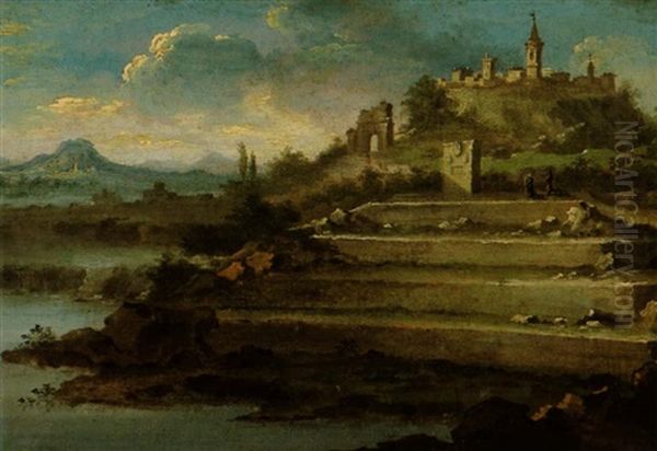 Veduta Dei Colli Euganei Presso Di Padua Oil Painting by Giuseppe Bernardino Bison