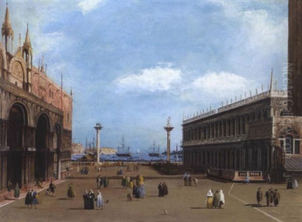 La Piazza San Marco Versa Il Bacino Oil Painting by Giuseppe Bernardino Bison