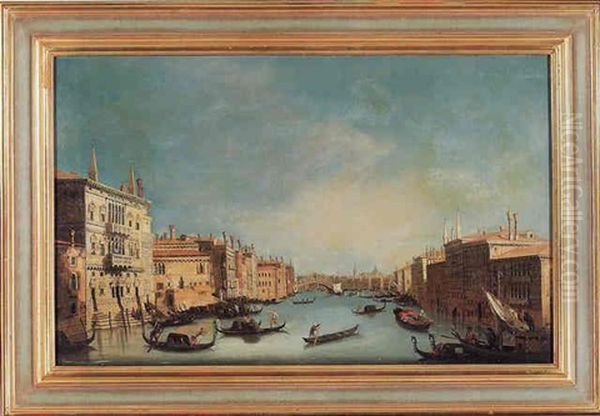 Venedig-ansicht Von Canale Grande Mit Rialto-brucke Oil Painting by Giuseppe Bernardino Bison
