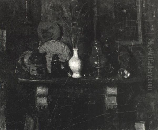 A Still Life With A Mantelpiece Oil Painting by Suze Bisschop-Robertson