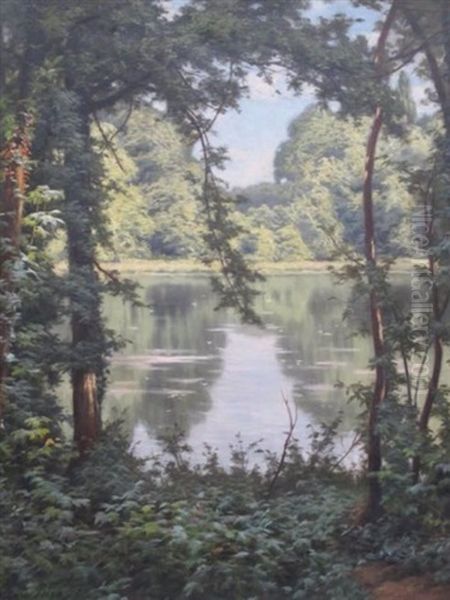 Paysage Lacustre Oil Painting by Henri Biva