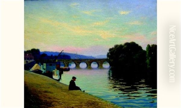 Sur Les Bords Du Fleuve Oil Painting by Fernand Bivel