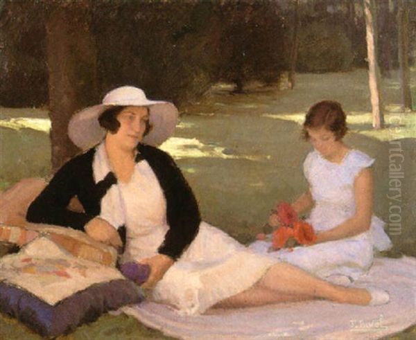Repos Dans Un Parc Oil Painting by Fernand Bivel
